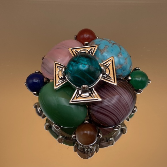 Joan Rivers Multi Colour Stones, Crystals & Rhinestone Brooch. Flowers & Cross. - Picture 12 of 12